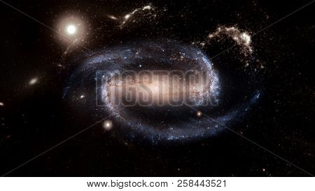 Planets and galaxy, cosmos,  physical cosmology, science fiction wallpaper. Beauty of deep space. Bi