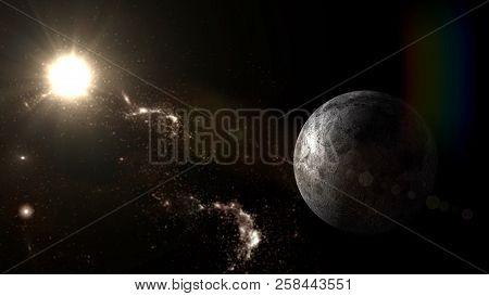 Planets and galaxy, cosmos,  physical cosmology, science fiction wallpaper. Beauty of deep space. Bi