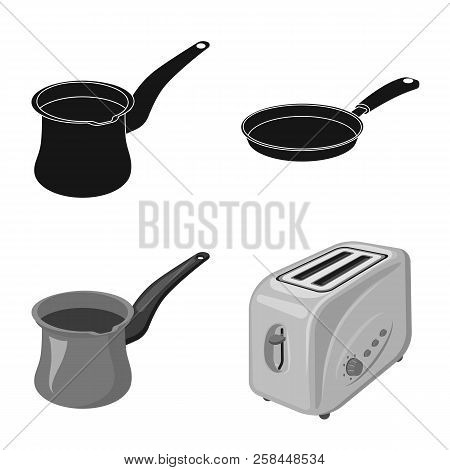 Vector Illustration Of Kitchen And Cook Symbol. Set Of Kitchen And Appliance Vector Icon For Stock.