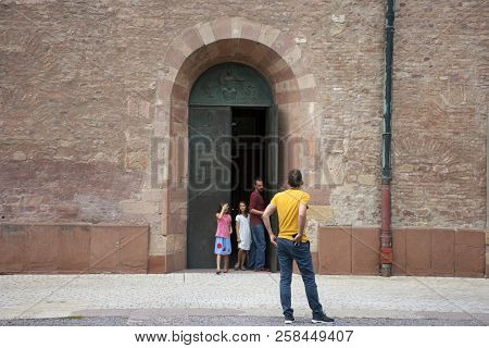 Germany People And Foreigner Travelers Walking Visited Speyer Cathedral In Rhineland Palatinate, Ger
