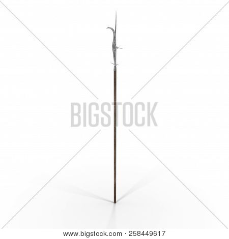 Guisarme Pole Weapon On White. 3d Illustration