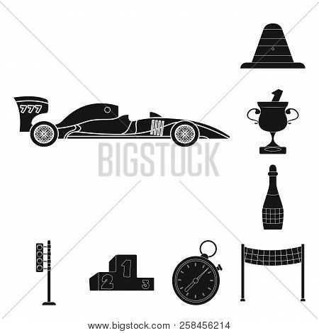 Vector Design Of Car And Rally Symbol. Set Of Car And Race Stock Vector Illustration.