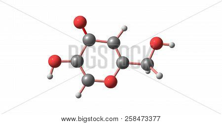 Kojic Acid Molecular Structure Isolated On White