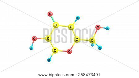 Kojic Acid Molecular Structure Isolated On White