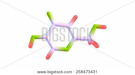 Kojic Acid Molecular Structure Isolated On White