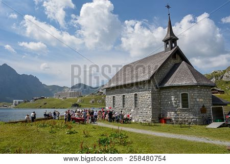 People During A Wedding At Melchsee-frutt On Switzerland