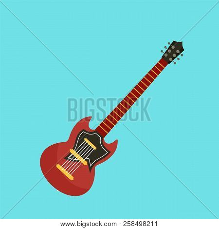 Electric Guitar Icon. Flat Illustration Of Electric Guitar Vector Icon For Web Design