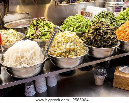 Traditional Korean Fermented Food At The Gwangjang Market. Seoul, South Korea.