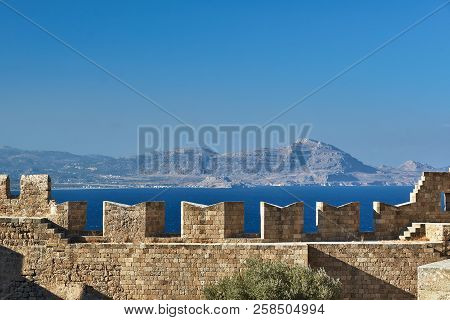 Blanks Of The Medieval Wall Of The Joannite Orders Castle In Lindos