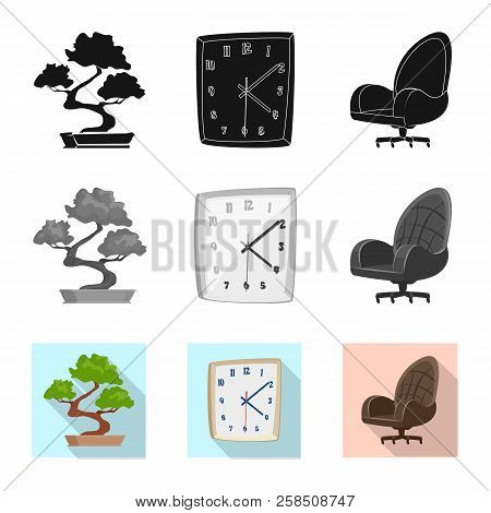 Isolated Object Of Furniture And Work Sign. Set Of Furniture And Home Stock Vector Illustration.