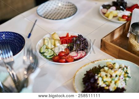 Delicious Vegetables Warm White Cafe Morning Breakfast