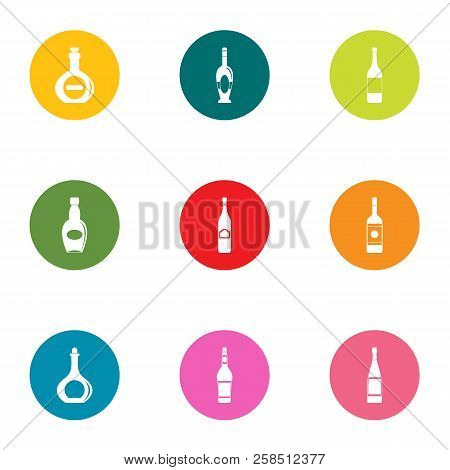 Wine Bottle Icons Set. Flat Set Of 9 Wine Bottle Vector Icons For Web Isolated On White Background