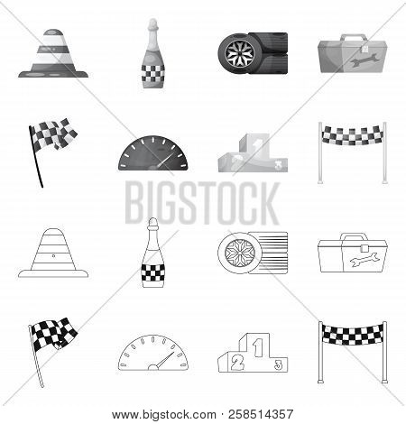 Vector Illustration Of Car And Rally Symbol. Set Of Car And Race Stock Vector Illustration.
