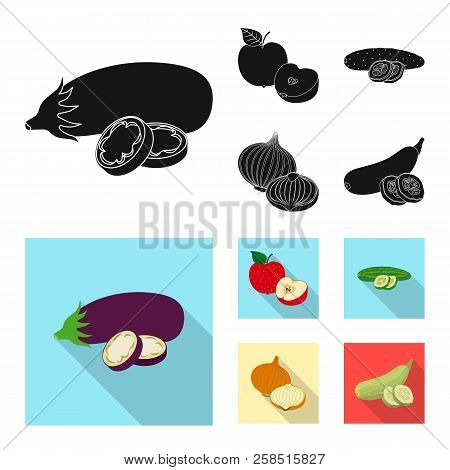 Vector Illustration Of Vegetable And Fruit Icon. Set Of Vegetable And Vegetarian Stock Vector Illust