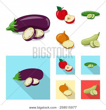 Vector Illustration Of Vegetable And Fruit Symbol. Collection Of Vegetable And Vegetarian Vector Ico