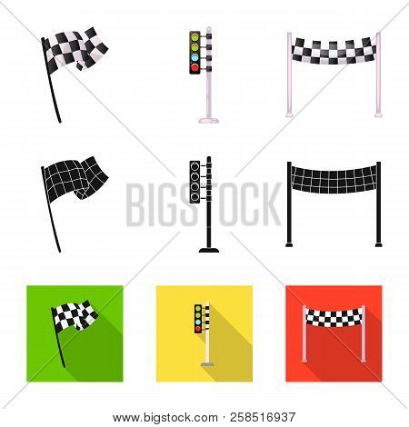 Vector Design Of Car And Rally Icon. Set Of Car And Race Vector Icon For Stock.