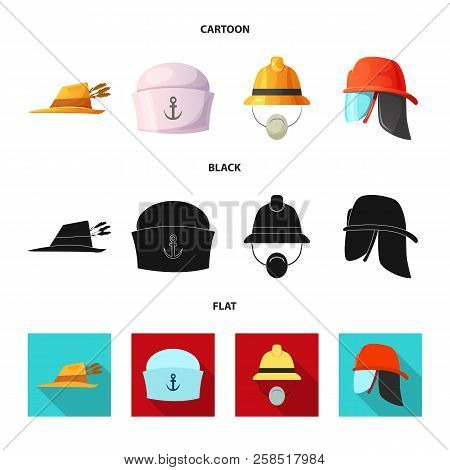 Vector Design Of Headgear And Cap Icon. Set Of Headgear And Accessory Vector Icon For Stock.