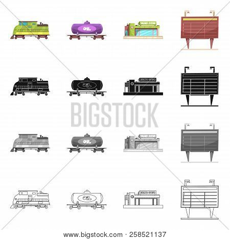 Isolated Object Of Train And Station Symbol. Collection Of Train And Ticket Stock Symbol For Web.