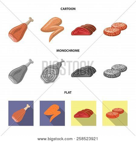 Vector Illustration Of Meat And Ham Sign. Set Of Meat And Cooking Stock Vector Illustration.