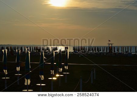 View Of The Sunrise, Eastern Beach, Caorle, Italy