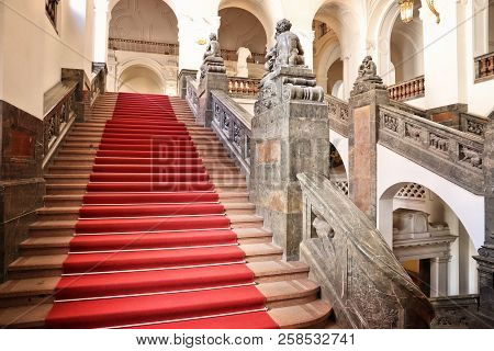 Leipzig, Germany - May 9, 2018: Interior Of The New Town Hall (neues Rathaus) In Leipzig, Germany. T