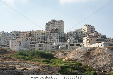 Jerusalem Apartments Shot From Below The Road Level
