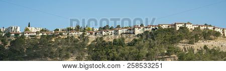 Jerusalem Houses On The Hill Shot From Below The Road Level