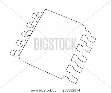 Electrionic Circuit Chip Package Ssop 3d Illustration Sketch Outline