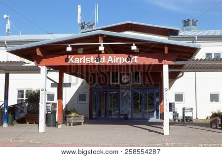 Karlstad, Sweden - May 26, 2016: Entrance To The Karlstad Airport Terminal Building.