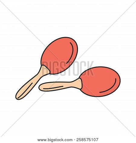 Mexican Maracas Icon. Cartoon Mexican Maracas Vector Icon For Web Design Isolated On White Backgroun