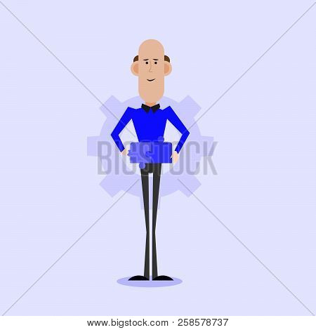 Man With Puzzle Pieces Vector For Web