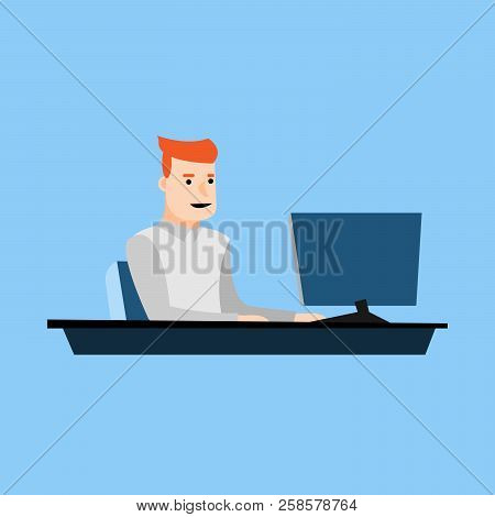 Man Working On Computer Vector For Web
