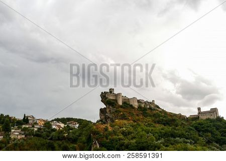 Ancient Castle Of Roccascalegna Sited On A Rocky Headland