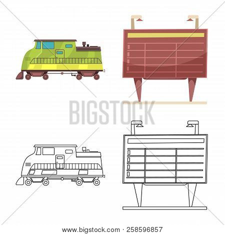 Isolated Object Of Train And Station Logo. Collection Of Train And Ticket Stock Vector Illustration.