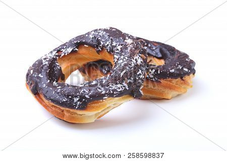 Homemade Traditional Polish Sweets Doughnuts Isolated On White Background.