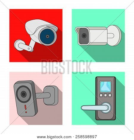 Vector Illustration Of Cctv And Camera Icon. Set Of Cctv And System Stock Symbol For Web.