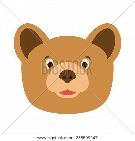 Bear Cartoon Face Vector Illustration Flat Style Front Side