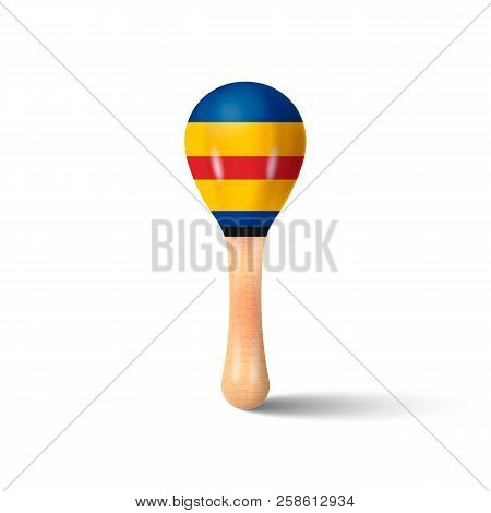 Child Toy. Oldest Shock-noise Musical Instrument. Maracas Isolated On White Background. Vector Illus