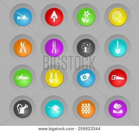 Landscape Design Colored Plastic Round Buttons Web Icons For User Interface Design