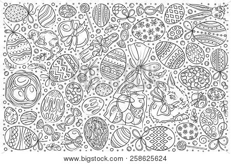 Hand Drawn Easter Set Doodle Vector Background