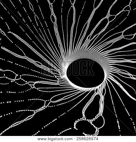 Black Hole Made From Flying Particles. Abstract Background. 3d Vector Illustration.