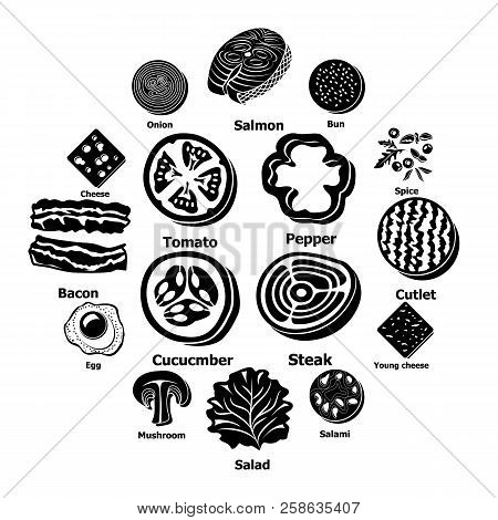 Slice Food Icons Set. Simple Illustration Of 16 Slice Food Icons For Web
