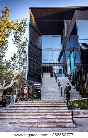 Johannesburg, South Africa - 11 September - 2018: Modern Glass Fronted Building. Exterior Of Art Gal