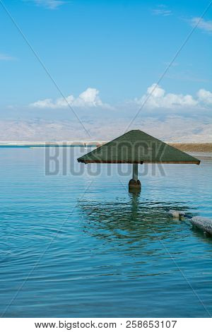 Public Beach On Lowest Salty Lake In World Below Sea Level Dead Sea, Full Of Minerals Near Ein Bokek