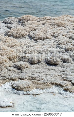 Natural Salt On Lowest Salty Lake In World Below Sea Level Dead Sea, Full Of Minerals Near Luxury Va