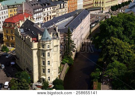 Karlovy Vary, Czech Republic - July 3 2016: Beautiful Streets Of Spa Town On July 3, 2016 In Karlovy