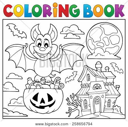 Coloring Book Halloween Bat Theme 2 - Eps10 Vector Picture Illustration.