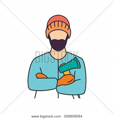 Lumberman Icon. Cartoon Lumberman Vector Icon For Web Design Isolated On White Background