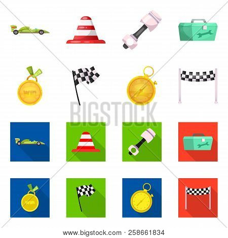 Vector Illustration Of Car And Rally Logo. Set Of Car And Race Vector Icon For Stock.