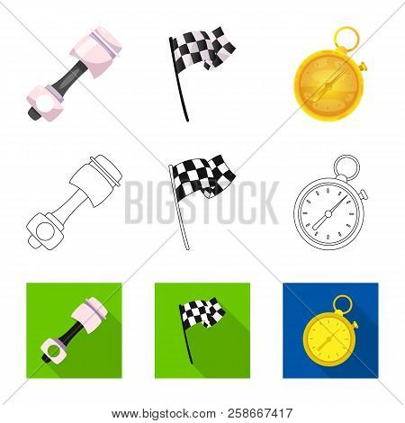 Vector Design Of Car And Rally Sign. Collection Of Car And Race Vector Icon For Stock.